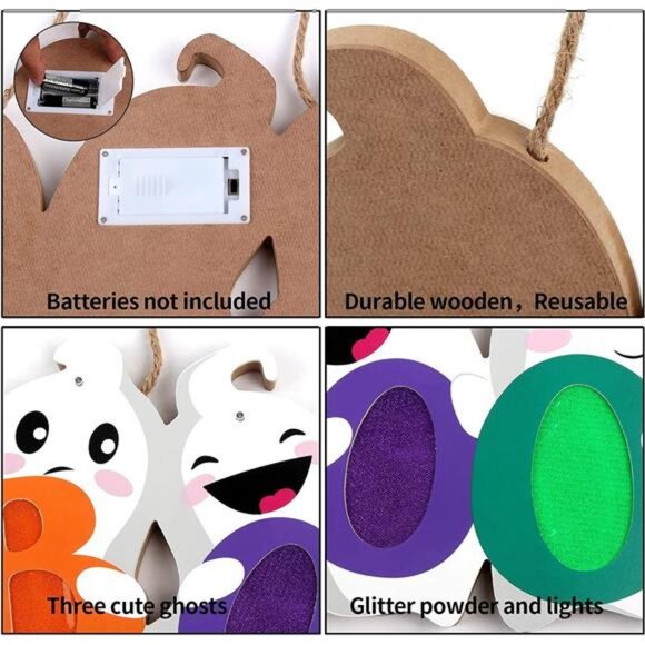 Halloween Door Decor Hanging Sign, BOO Ghost Halloween Door Hanger - Picture 5 of 8